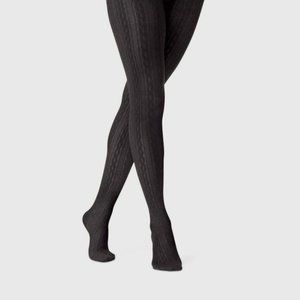 Women's Cable Sweater Tights - A New Day Black Size L/XL